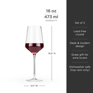 Raye Angled Crystal Bordeaux Glasses, Set of 2